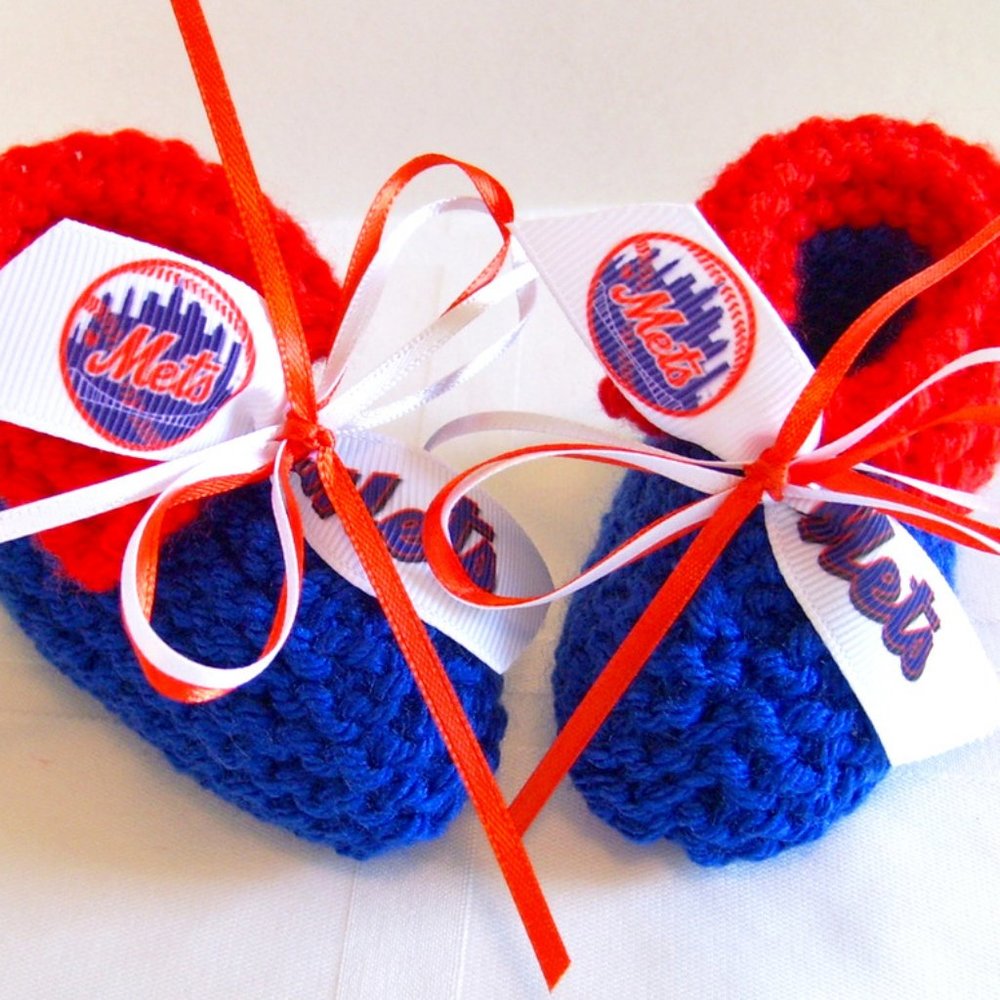 New York METS Handmade Baseball Baby Booties *NEW*
